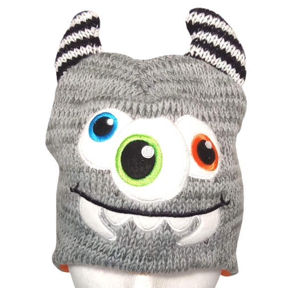 Winter Monster Knit Gray/Multicolor Unisex Toddler Beanie - Picture 1 of 8
